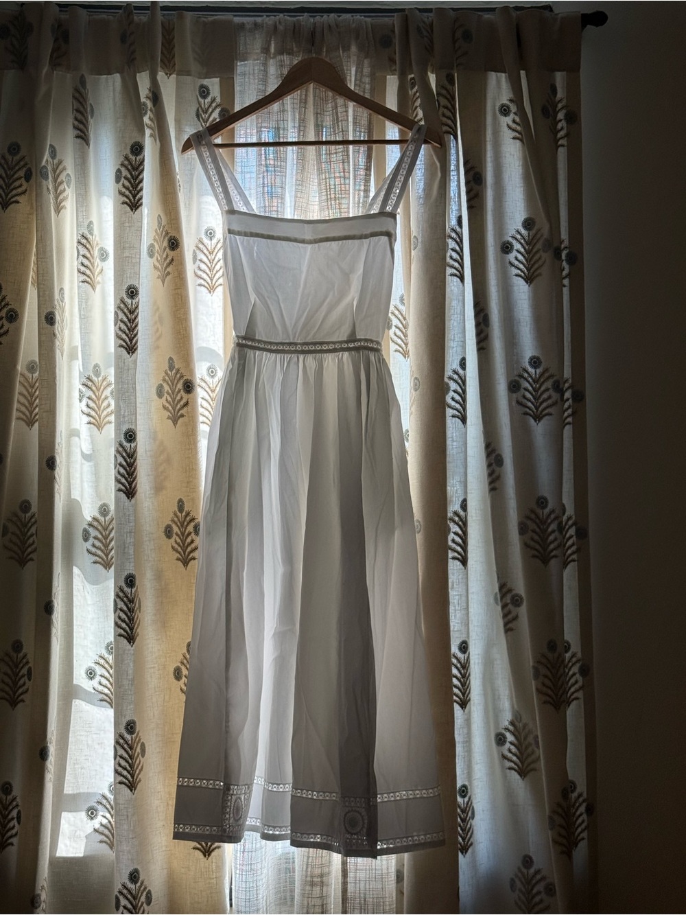 NWT J.Crew White Sleeveless A-Line Midi Dress with Decorative Trim - never worn